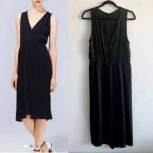 T. Babaton Aritzia Black Sleeveless V-Neck Midi Dress 100% Silk Medium | Medium